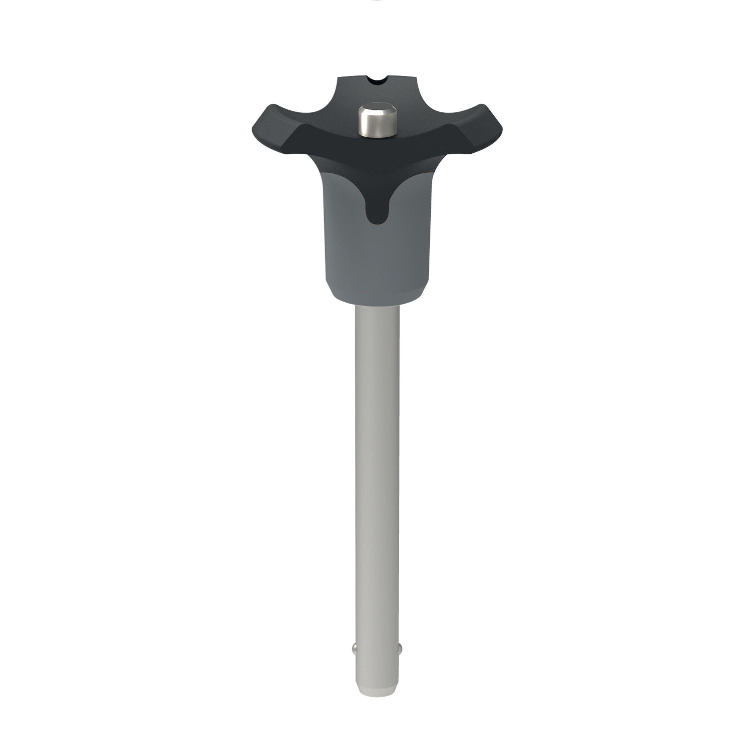 Ball Lock Pins - Single Acting - Grey Plastic Handle Self-locking. Stainless steel. Handle in thermoplastic PA 6. Temperature resistance -30°C to +80°C. Also available in stainless AISI 630 for higher shear forces.