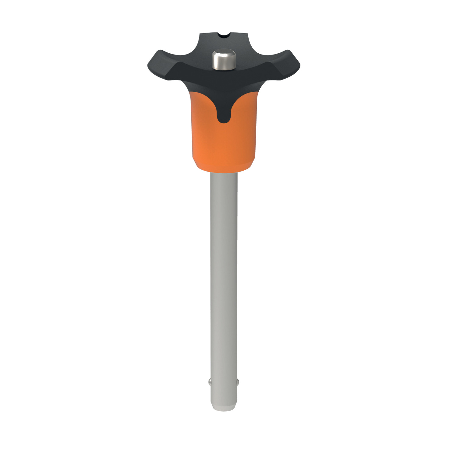 Ball Lock Pins - Single Acting - Orange Plastic Handle Self-locking. Stainless steel. Handle thermoplastic PA 6. Temperature resistance -30°C to +80°C. Also available in stainless AISI 630 for higher shear forces.