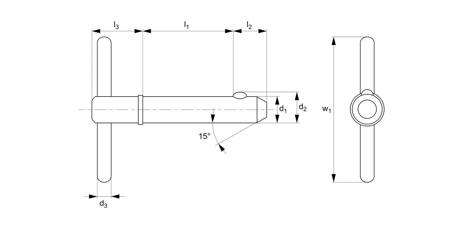 PP1214 Detent Pin - T Handle - Shoulder