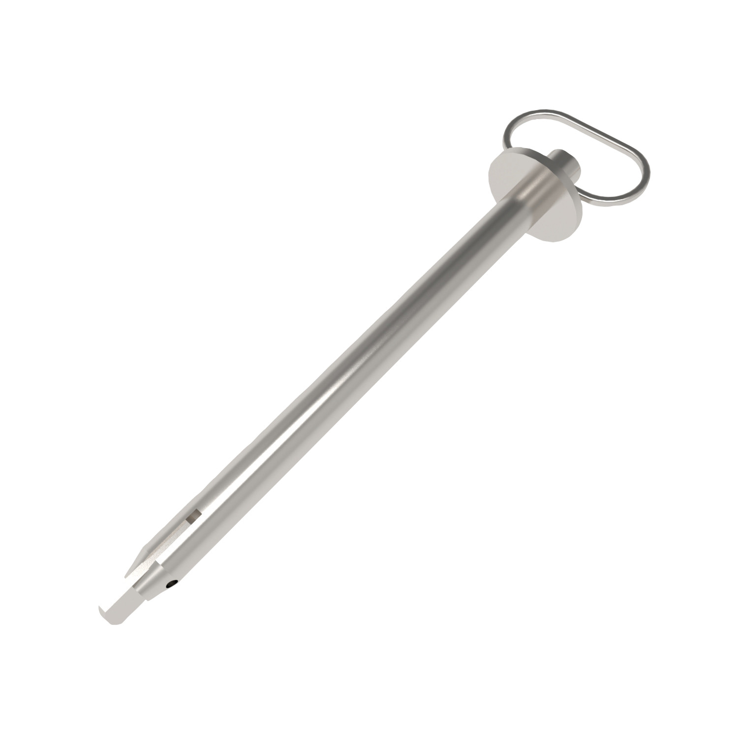 Hitch Pin - Tension Lock Zinc plated carbon steel pin.
Free rotating toggle at the end of the pin eliminates the need for additional fastener to secure.To install the pin, rotate toggle until parallel with the pin and insert in material.