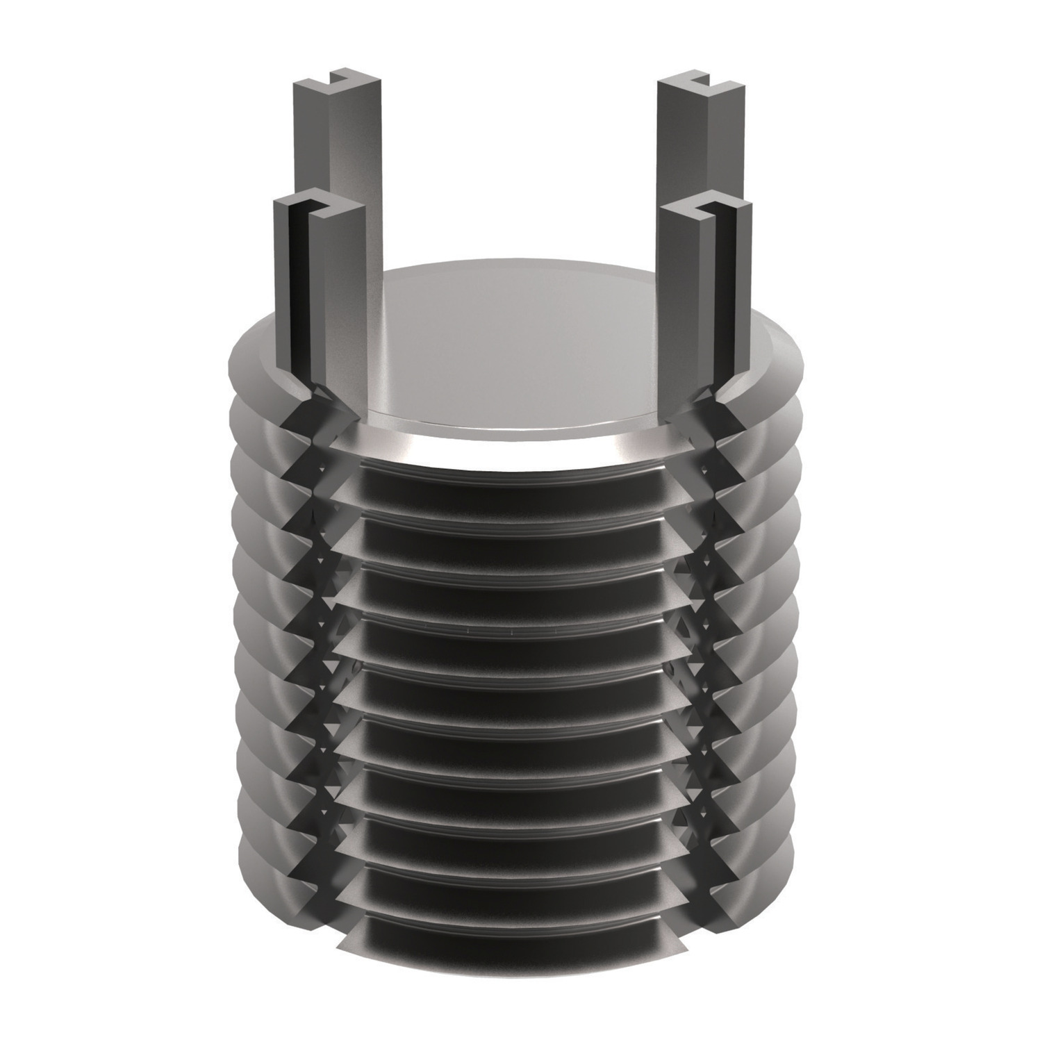 Threaded Insert - Solid - Inch Solid. UNC and UNF internal thread.Zinc phosphate carbon steel (C1215) inserts. Pasivated stainless steel (302 CRES)keys. General tolerances ± 0,010" unless specified. Order installation tool separately.