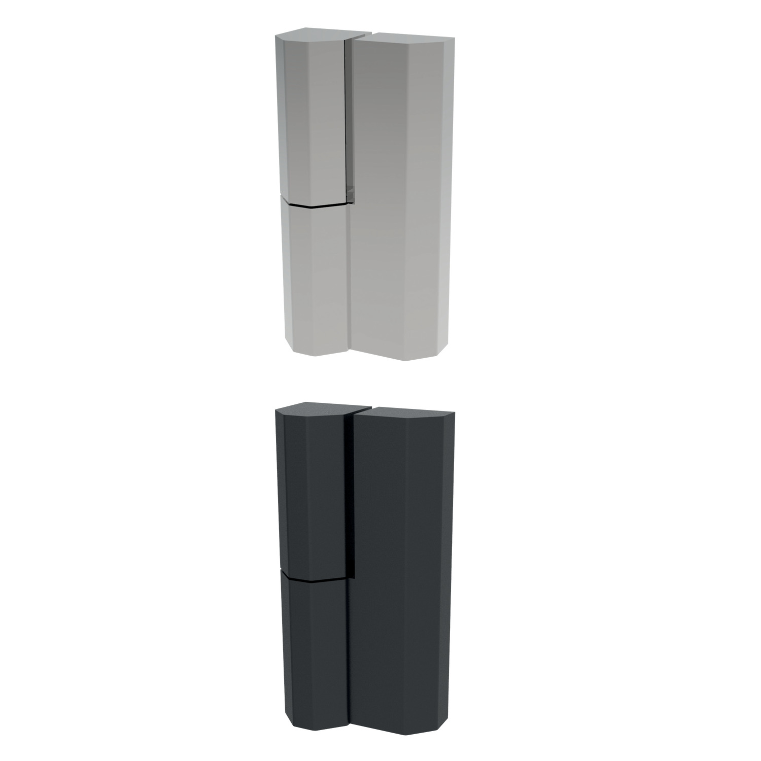 Lift-Off Hinges - Off-Set Bolt-on. Off-set. Chrome or black powder coated die cast zinc. For flush mounted doors. Concealed mounting screws prevent external access to hingge. Opening angle 180°.