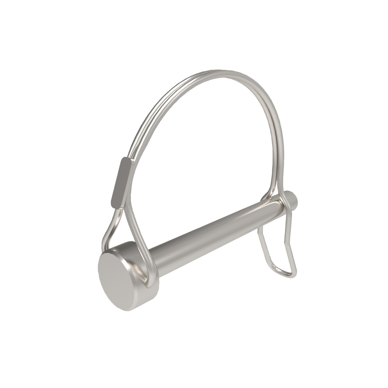 Lock Pin - Round Wire - Tab Pin Zinc plated carbon steel pin.
Or stainless steel AISI 304.
Wire loop; hard drawn spring wire.Pin and cotter in one.
The formed 'tab' enables easy locking and unlocking.