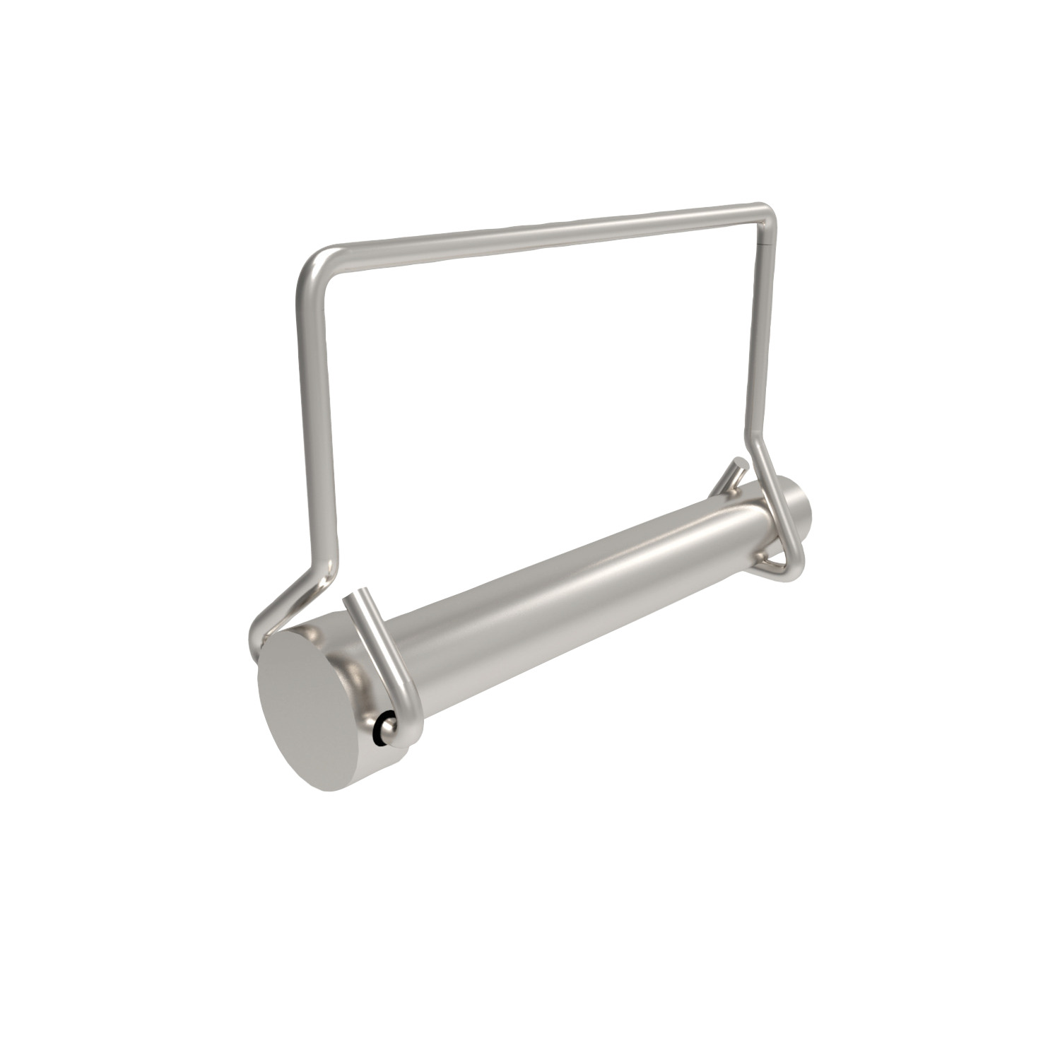 Lock Pin - Square Wire - Single Zinc plated carbon steel pin.
Single wire loop; hard drawn spring wire.
Pin and cotter in one.Pull wire over pin to lock in place.