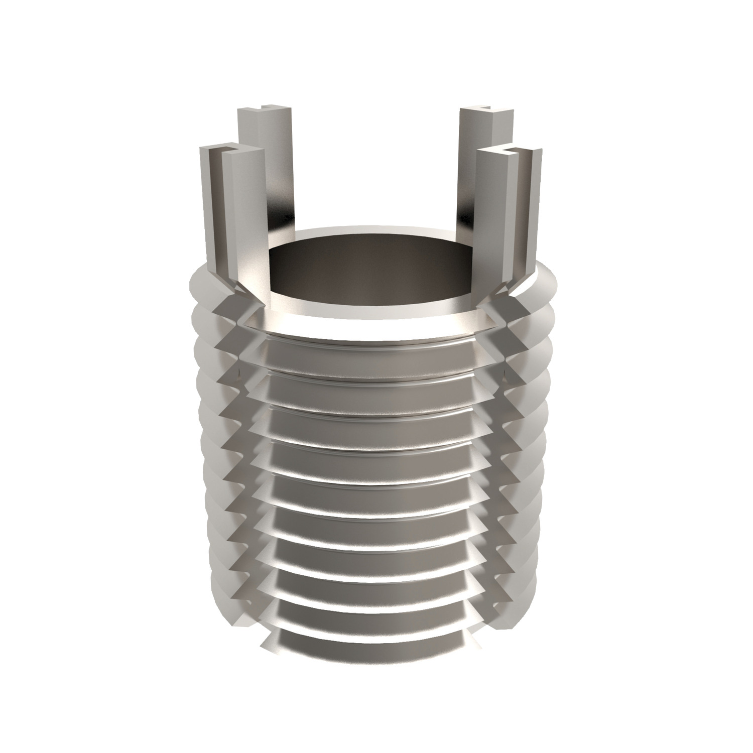 Threaded Insert MS/NAS - Thinwall - Metric Military standard. Non-locking. 
Fine and coarse internal thread. 
Passivated stainless steel (303 CRES) inserts and (302 CRES) keys. M 5 to M 12. 
General tolerances ±0,25, unless specified. Order installation tool separately.