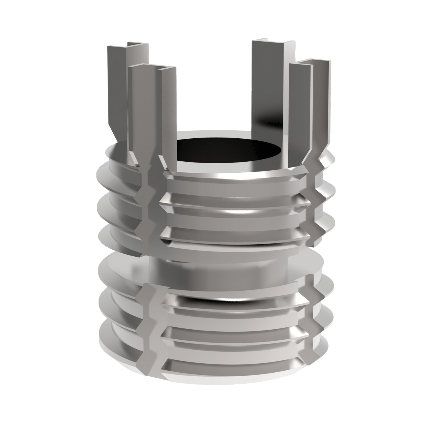 Threaded Insert MS/NAS - Thinwall - Metric Military standard. Self-locking type - deformity in thread to produce self-affect. Fine and coarse internal thread. Passivated stainless steel (303 CRES) inserts and (302 CRES) keys. Dry film lubrication. M 5 to M 12. General tolerances ±0,25, unless specified. Order installation tool separately.