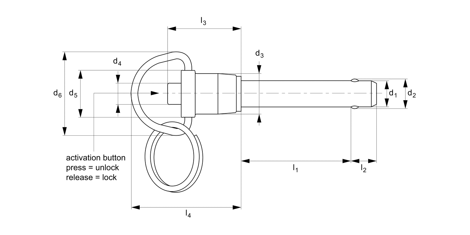 QR1314 Quick Release Pins - Metric - R-handle