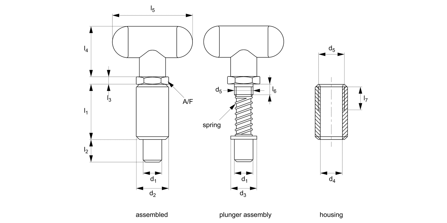 SL2016 Spring Loaded Pin - Inch - T-Handle