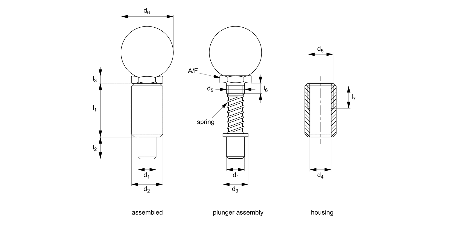 SL2116 Spring Loaded Pin - Inch - Ball-Handle