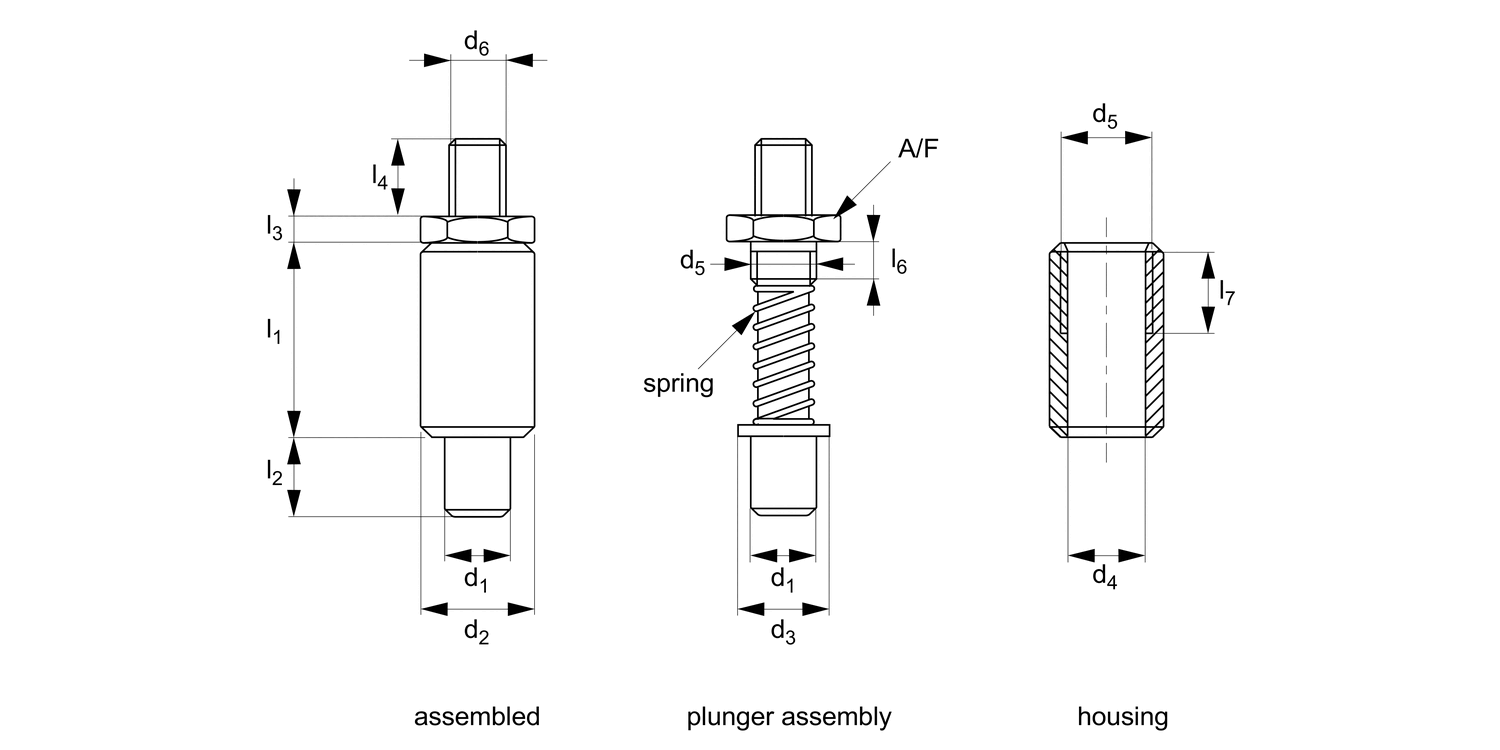 SL2216 Spring Loaded Pin - Inch - Threaded Head