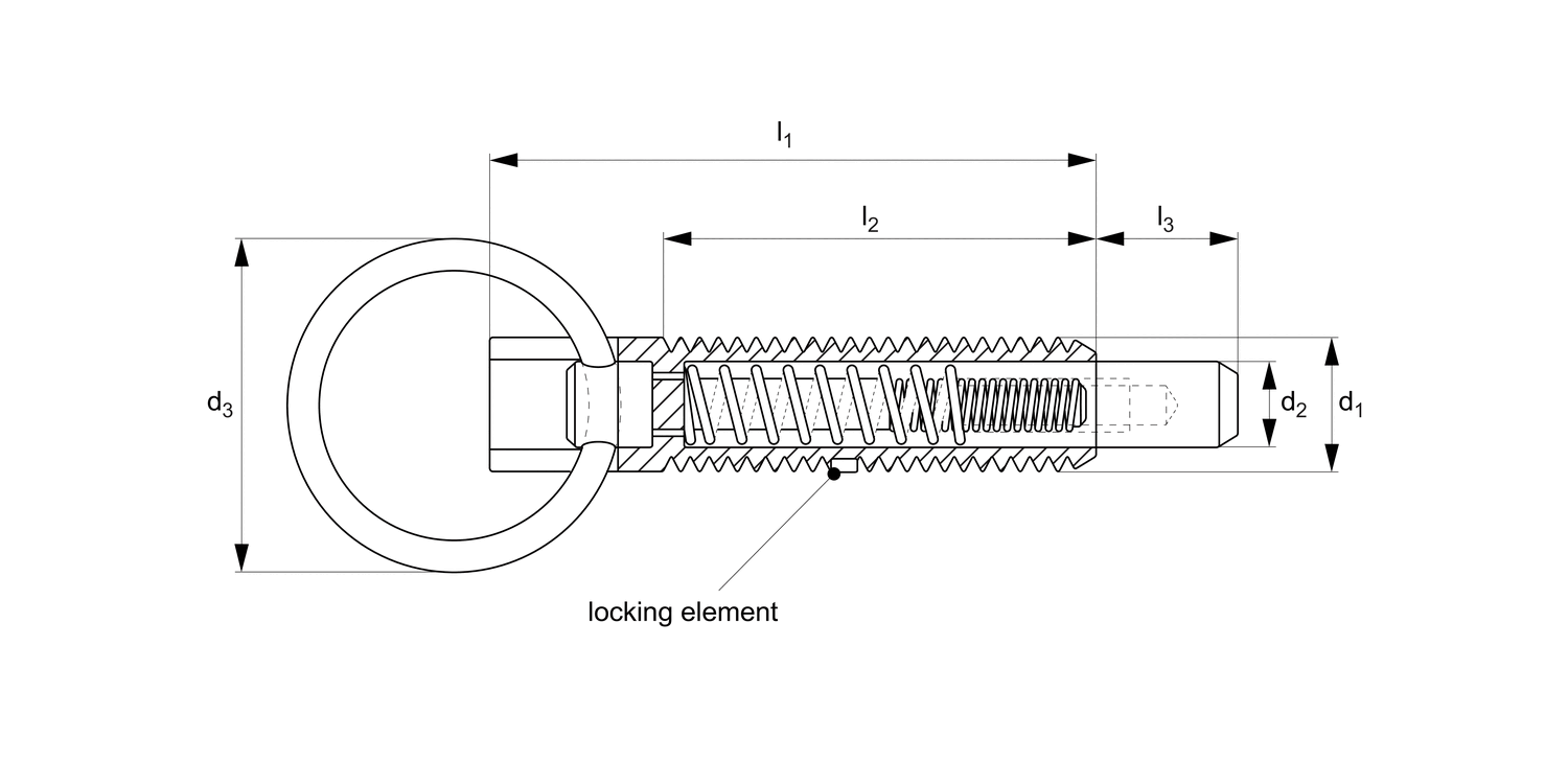 SL1018 Spring Loaded Pin - Inch - Ring Handle