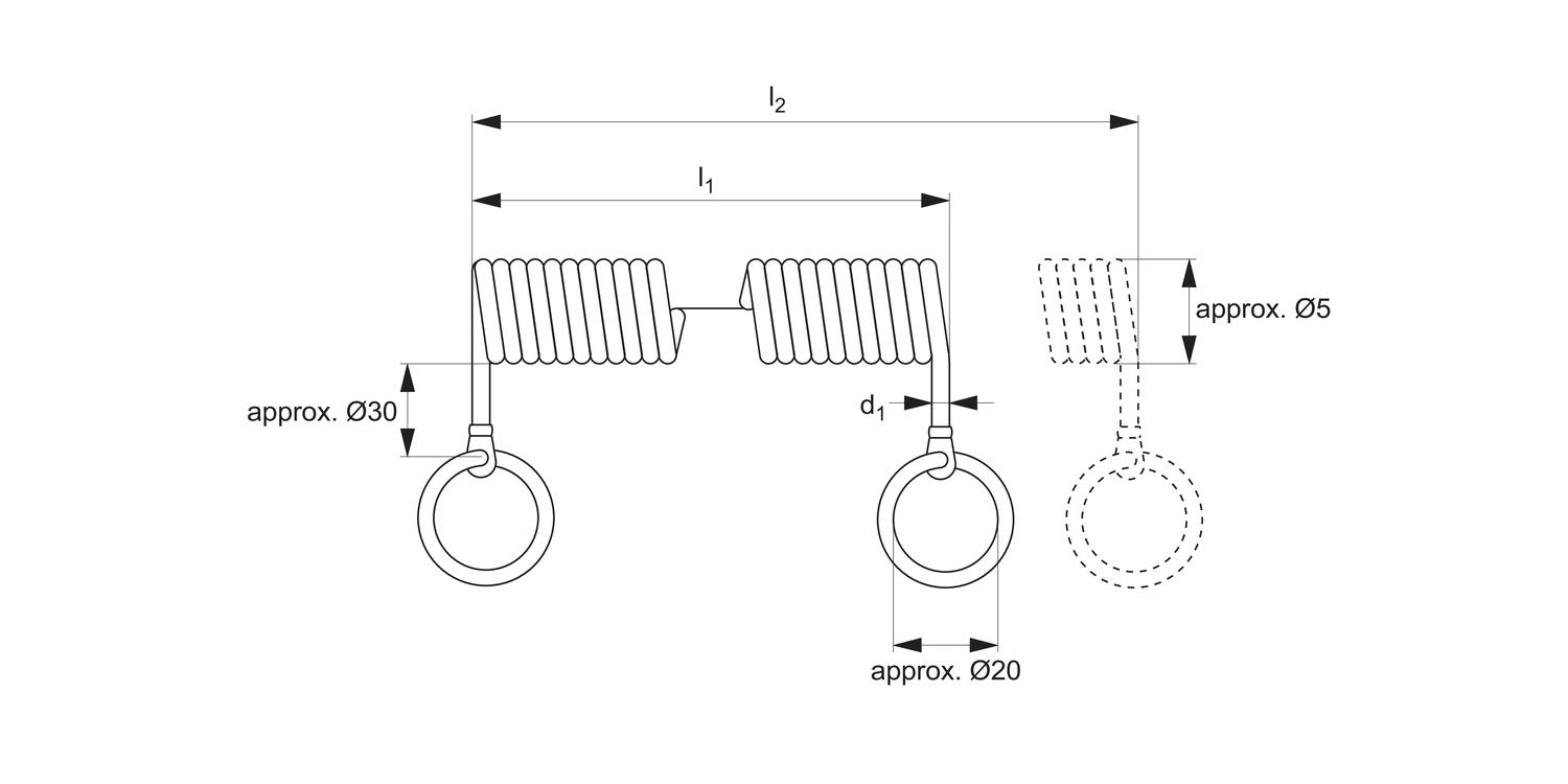 LA1092 Lanyard - Spiral Wire with Split Rings