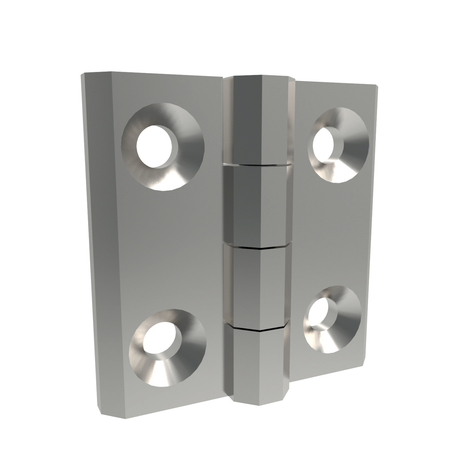 Surface Mount - Leaf Hinges Screw mount. Stainless steel, AISI 304.For flush mounted doors, electrical panels and covers. Opening angle 180°.